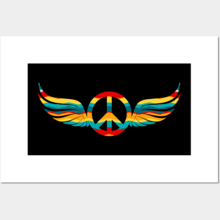 peace and love wings Posters and Art